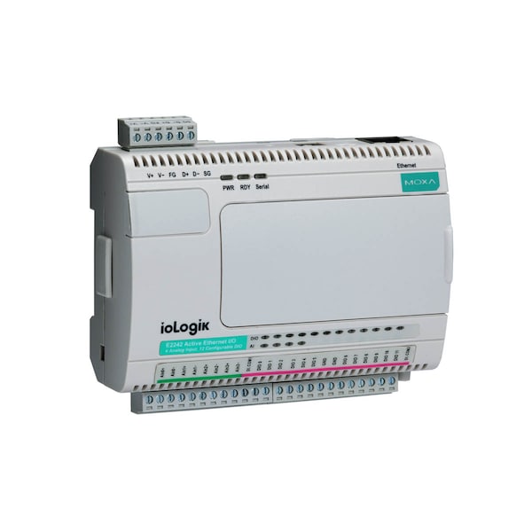 Smart Ethernet Remote I/O W/ Click And Go, 12 Dis, 8 Dos, Iologik E2210-T